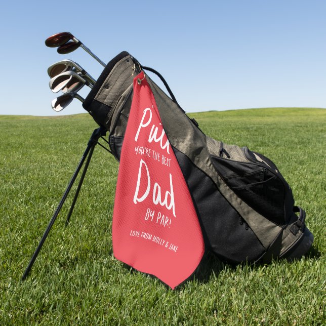 Golf dad modern minimal red typography funny golf  towel (Green)