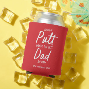 Golf dad modern red typography funny golf  can cooler