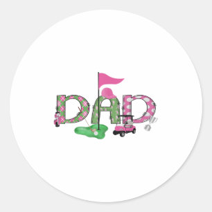 Golf Dad Pink Hole In One Golf 1st Birthday Girl  Classic Round Sticker
