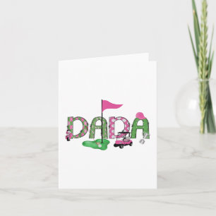 Golf Dada Pink Hole In One Golf 1st Birthday Girl  Card