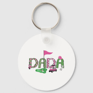 Golf Dada Pink Hole In One Golf 1st Birthday Girl Key Ring