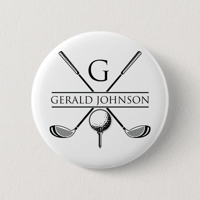 Golf Design Monogram Template 6 Cm Round Badge (Front)