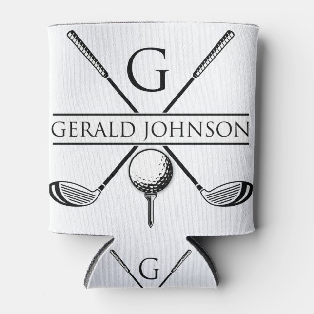 Golf Design Monogram Template Can Cooler (Front)