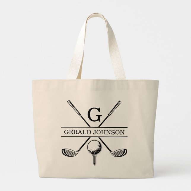 Golf Design Monogram Template Tote Bag (Back)