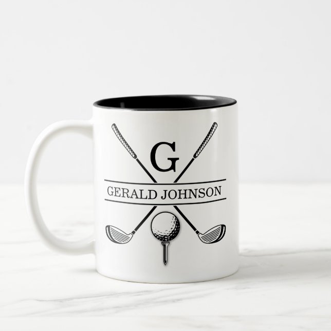 Golf Design Monogram Template Two-Tone Coffee Mug (Left)