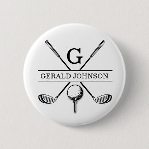 Golf Design with Wreath Monogram Template 6 Cm Round Badge