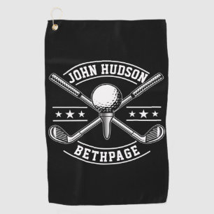 Golf Design with Wreath Monogram Template Golf Towel