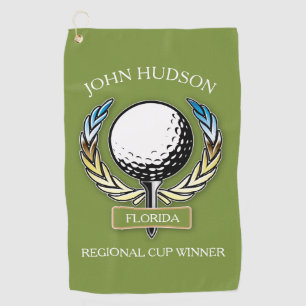 Golf Design with Wreath Monogram Template Towel