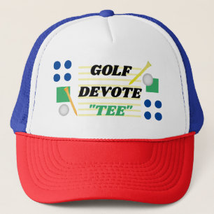 Golf Devote Tee Multicolored Abstract Text Trucker Hat