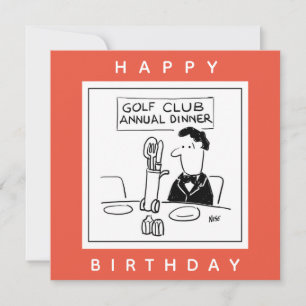 Golf Dinner has Cutlery in Golf Trolley Cartoon Card
