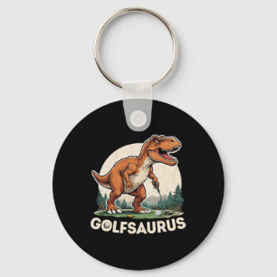 Golf Dinosaur Golfer T-rex Playing Golf Dino Golfi Key Ring