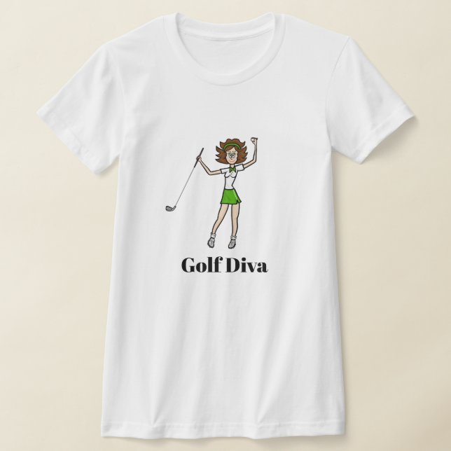 Golf Diva  Brunette Golfer T-Shirt (Laydown)