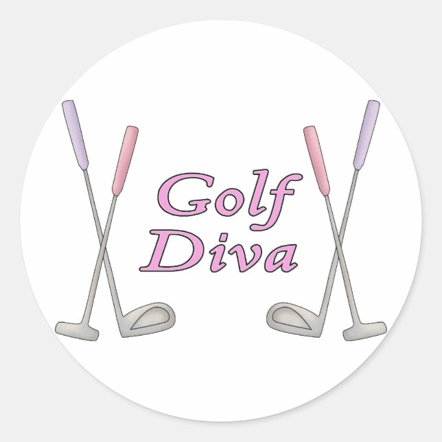 Golf Diva Classic Round Sticker (Front)
