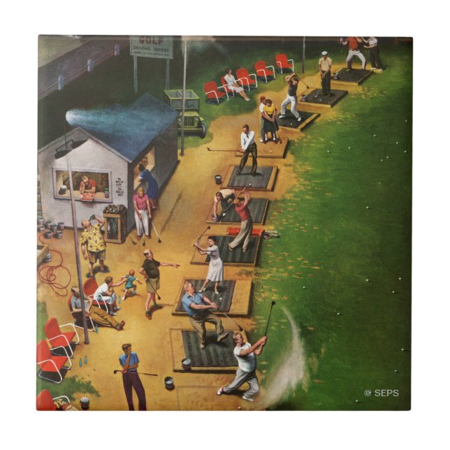 Golf Driving Range by John Falter Ceramic Tile (Front)