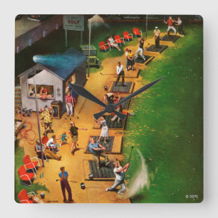 Golf Driving Range by John Falter Square Wall Clock