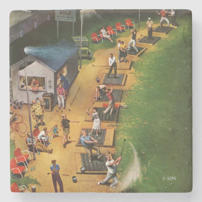 Golf Driving Range by John Falter Stone Coaster (Front)