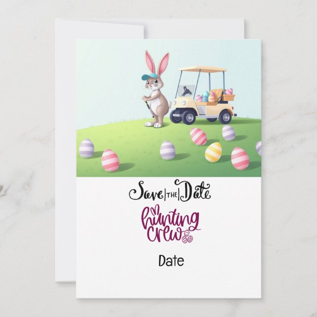 Golf Easter Bunny riding golf cart on golf course Invitation (Front)