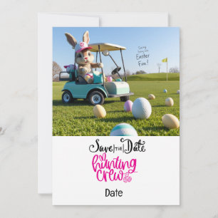 Golf Easter Bunny riding golf cart on golf course Invitation