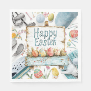Golf Easter eggs balls and flower and equipment Napkin