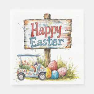 Golf Easter for golfer watercolor Spring Napkin