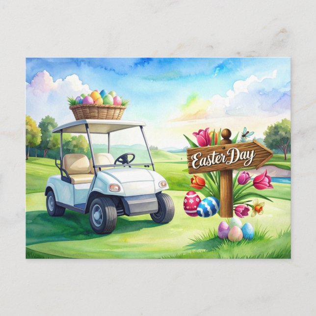 Golf Easter Holiday on golf course Postcard (Front)