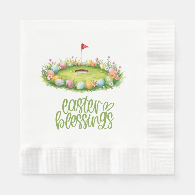 Golf Easter with egg on putting green  Napkin (Front)