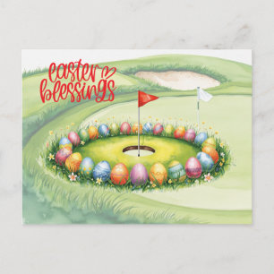 Golf Easter with egg on putting green Postcard