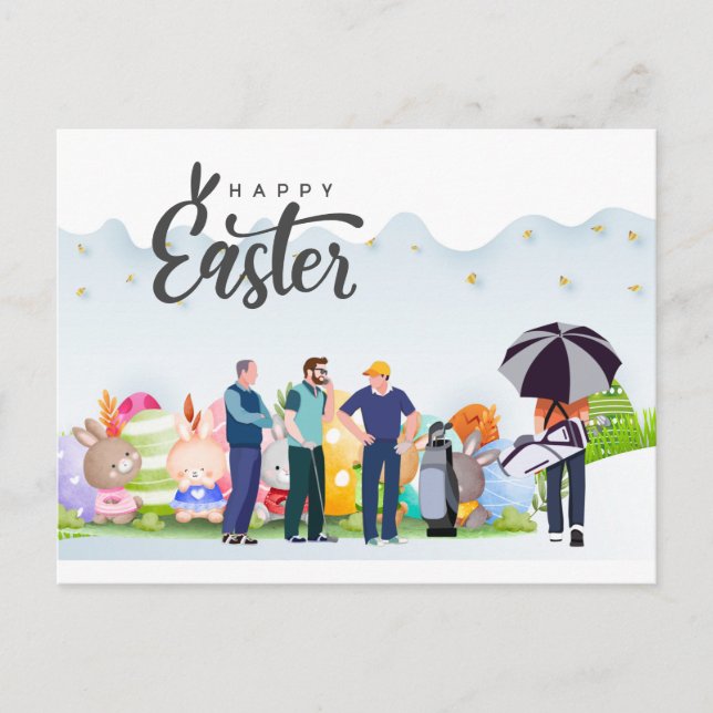 Golf Easter with golf ball and egg for golfer  Holiday Postcard (Front)