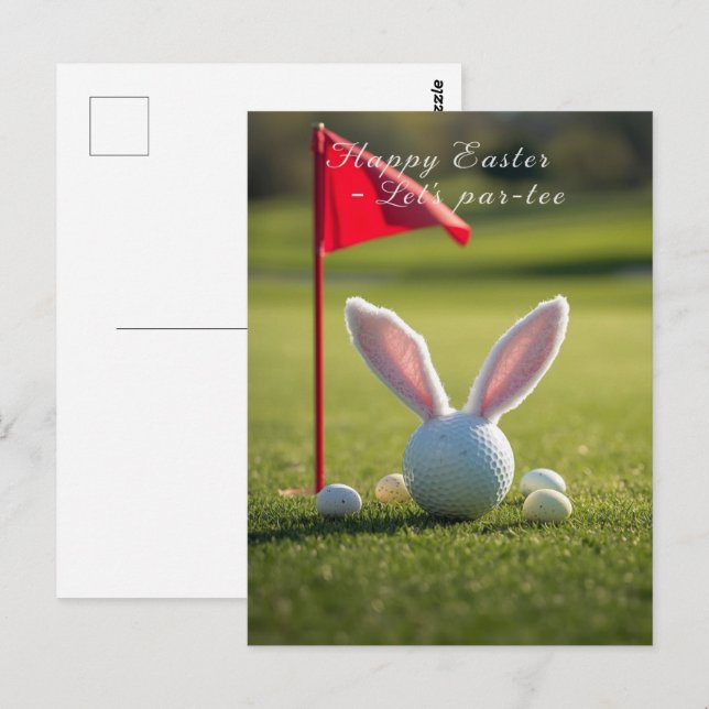 Golf Easter with golf ball on green grass Postcard (Front/Back)