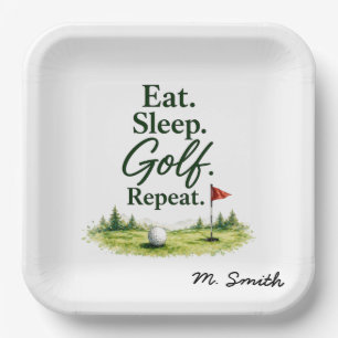 Golf eat sleep golf repeat for golfer  paper plate