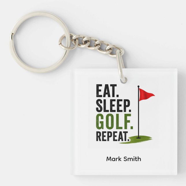 Golf Eat Sleep Golf Repeat Key Ring (Front)