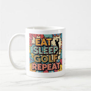 Golf Eat Sleep Repeat Pop Art Personalized Coffee Mug
