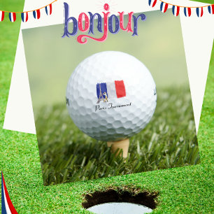 Golf Eiffel tower with French golfer flag France   Golf Balls
