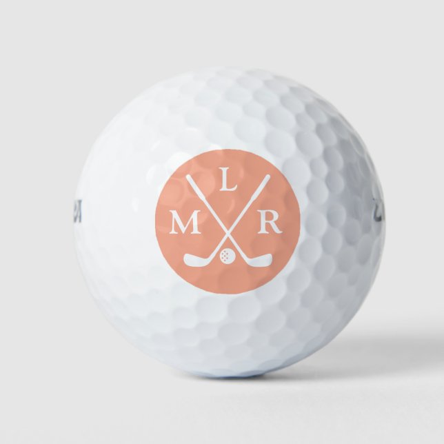 Golf Elegant Modern Monogram Typography Initials Golf Balls (Front)