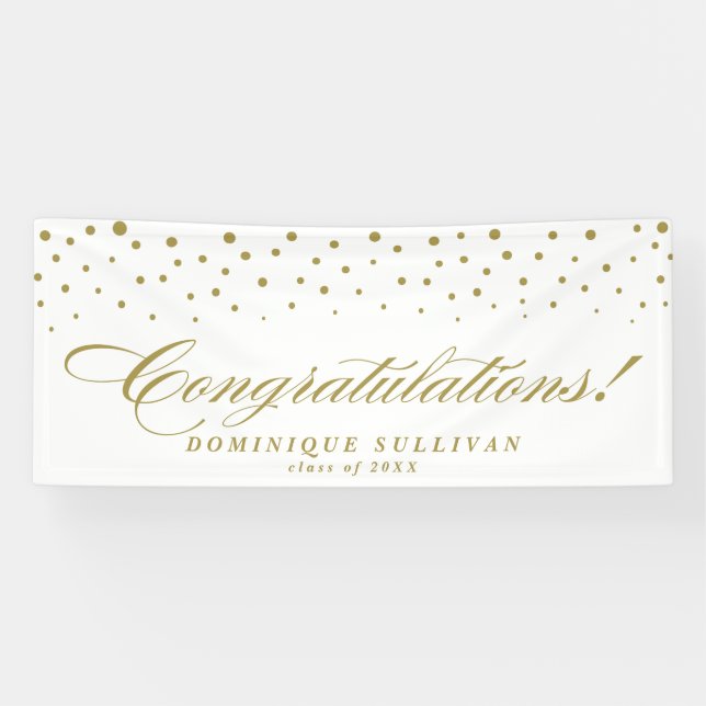 Golf Elegant Script Congratulations Confetti Dots Banner (Horizontal)