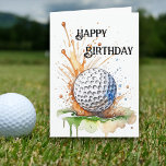 Golf Enthusiasts Watercolor Art Birthday  Card<br><div class="desc">Swing into his special day with our awesome golf-themed birthday card! 🎂⛳️ The watercolor-style design featuring a golf ball with a splashy twist will make his celebration truly memorable. Perfect for any golf-loving guy or girl, this card will tee up the fun and excitement on his big day. Get ready...</div>