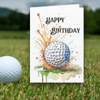 Golf Enthusiasts Watercolor Art Birthday 