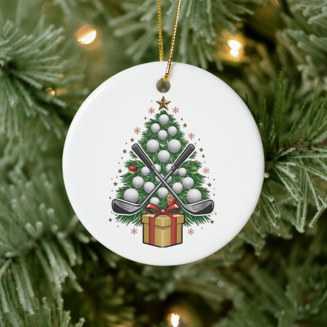 Golf Equipment Christmas Tree Christmas Golf Ceramic Ornament (Tree)