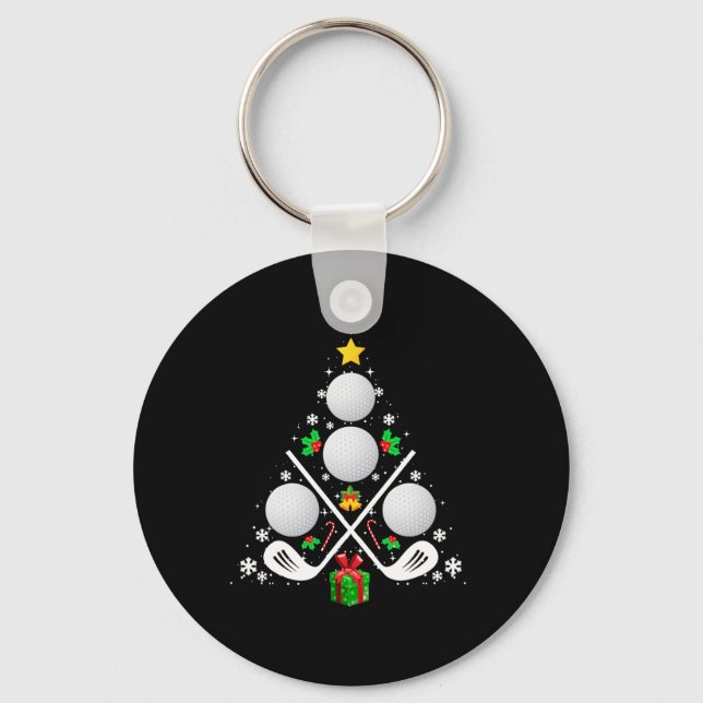 Golf Equipment Christmas Tree Christmas Golf  Key Ring (Front)