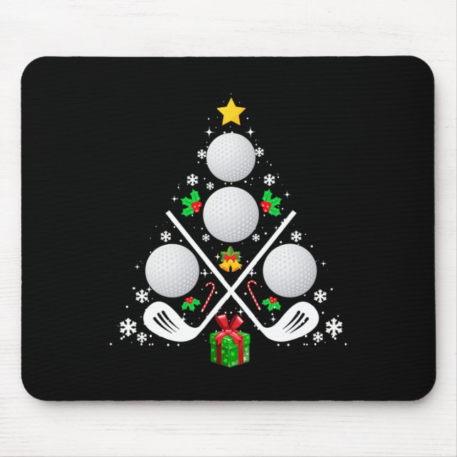 Golf Equipment Christmas Tree Christmas Golf  Mouse Pad (Front)
