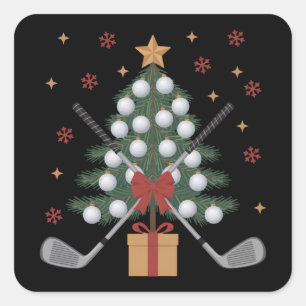 Golf Equipment Christmas Tree Christmas Golf Square Sticker