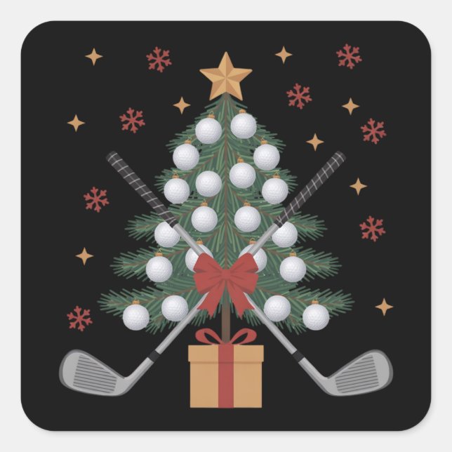 Golf Equipment Christmas Tree Christmas Golf Square Sticker (Front)