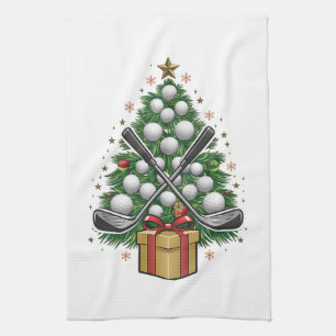 Golf Equipment Christmas Tree Christmas Golf Tea Towel