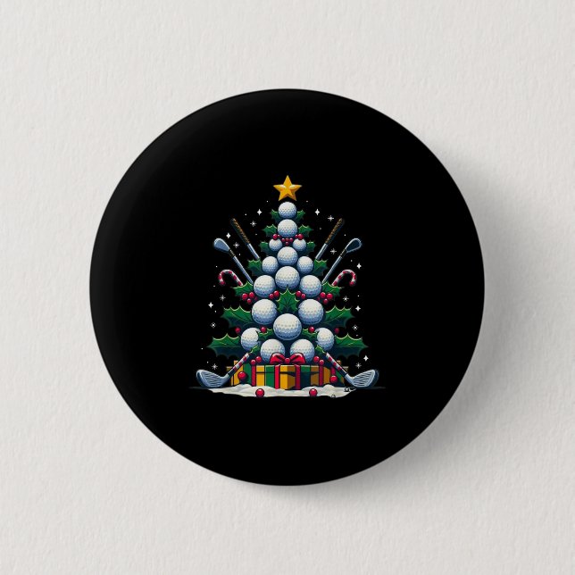 Golf Equipment Christmas Tree Christmas Golfer Wom 6 Cm Round Badge (Front)