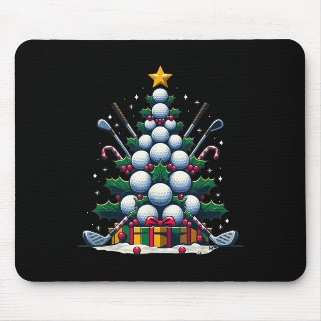 Golf Equipment Christmas Tree Christmas Golfer Wom Mouse Pad (Front)