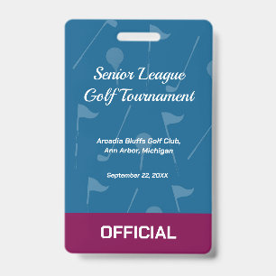 Golf Event Security Badge – Security & Access Pass ID Badge
