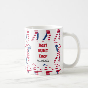 GOLF FAN   Best AUNT Ever Personalised   USA Flag Coffee Mug