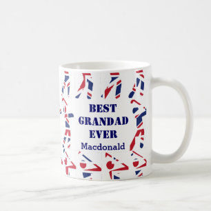 GOLF FAN Best Grandad Ever Personalised Union Jack Coffee Mug