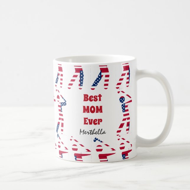 GOLF FAN Best MOM Ever Personalised USA Flag Coffee Mug (Right)