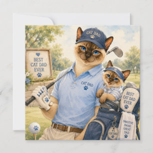 Golf Father's Day for Cat Dad Cat Golfing Lovers Card
